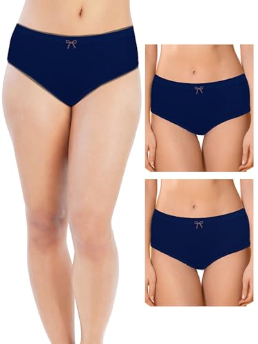 Image of DChica Cotton Panties for Women, Comfortable Mid Waist Hipster Panty with Stretchable Waistband Full Coverage Breathable Underwear /Briefs for Ladies