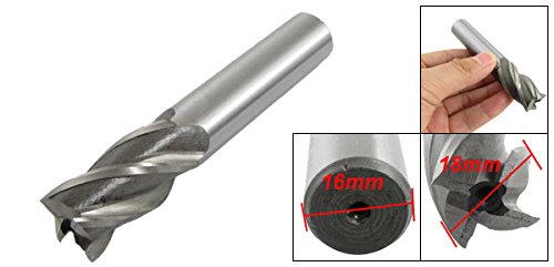 Image of uxcell 16mmx18mmx32mmx94mm Machining Cutting Tool Helical Groove 4 Flute Straight Shank Milling Cutter End Mill