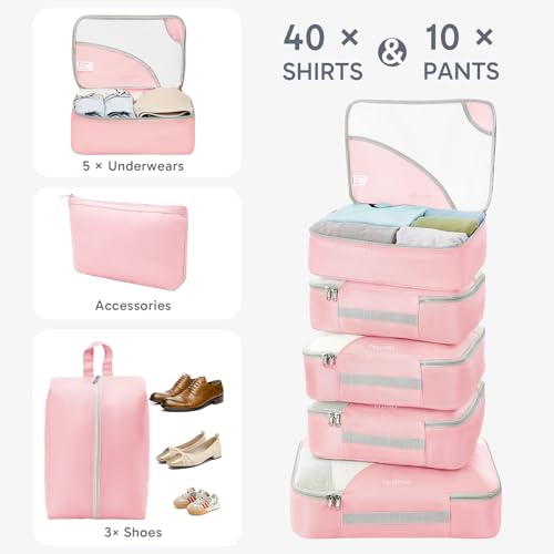 Image of OlarHike 10 Set Packing Cubes for Travel, Gifts for Women Mom,Anti-Tearing Suitcase Organizer with Over 1000 pcs Mesh Holes,Vacation Essentials & Accessories for Cruise Ship