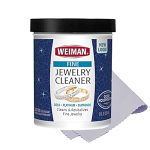 Weiman Fine Jewelry Cleaner Liquid with Cleaning Brush – Restores Shine & Brilliance to Gold, Platinum, Precious Gemstones & Diamond Jewelry, 6 Oz