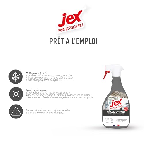 JEX Pro-Décapant four-Dégraisse rapidement-Nettoyage à chaud ou à froid-Compatible contact alimentaire-Mousse active-1L Fabrication française-Réservé aux professionnels-l'emballage peut varier – vue 4