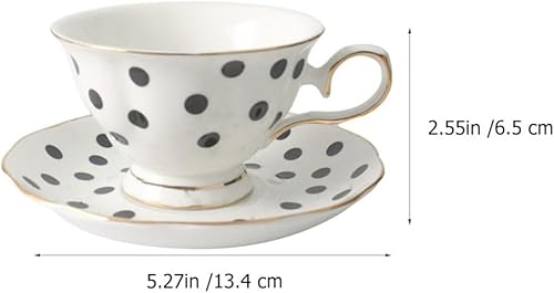 Miniatura 4 de Didiseaon 1 juego de taza de café de punto y platillo taza de té para té de la tarde elegante taza de bebidas oficina en casa