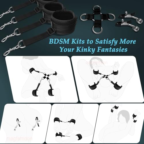 Sex Pillow Couples Sex Toys, Heart Shaped Inflatable Cushion Furniture for Bedroom Dildo Mount, Upsize Pillow with Bondage Cuffs, Cross Strap, Nipple Clamps BDSM Kit - Image 4