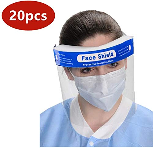 20pcs Full Face Shield,Protective Face Shield Anti Splash and Saliva Clear Film Protect