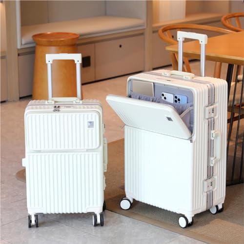 Suitcase Front Opening Aluminum Frame Trolley Case With Lockbox Business Suitcase Dry And Wet Double Layer Separation Luggage(Green)2
