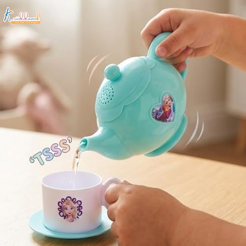 Image of Frozen Tea Party Set - Elsa & Anna Pretend Play Kitchen Toys for Kids, 12 Pcs Battery-Operated Tea Kettle with Boiling Sound & Music, Interactive Birthday Gift for Girls & Boys Ages 3+
