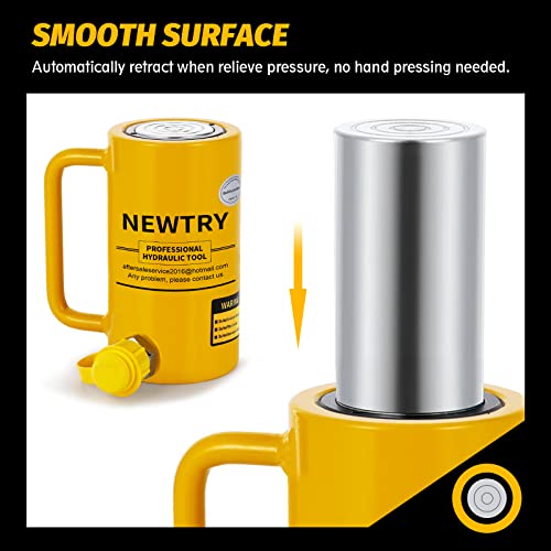 Image of NEWTRY 100 ton Hydraulic Cylinder Long Jack 4 inch Stroke Porta Power Ram Jack Lifting Cylinder Retract Automatically for Shipbuilding Bridge Construction