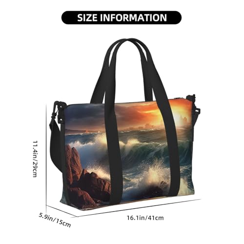 Vivid Seascape Duffle Bag for Men Women Gym Bag with Shoes Compartment Travel Bags Lightweight Overnight Bags2