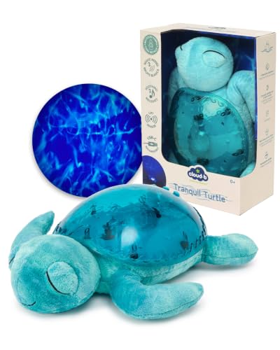 Cloud b Tranquil Turtle Aqua - White Noise Machine Baby, Baby Night Light & Portable White Noise Machine - Soothing Ocean Waves & Underwater Melodies, Cry Sensor, Rechargeable, Eco-Friendly