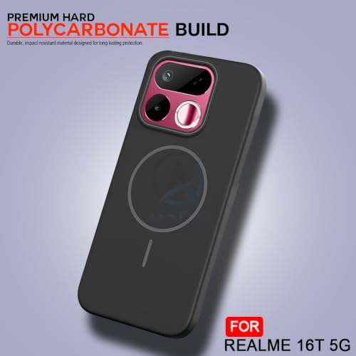 Image of AESTMO Shockproof Back Case Cover for Realme 16T 5G | Slim Hard Shell | Hard Back Cover for Realme 16T 5G (Compatible with MagSafe Accessories, Black)