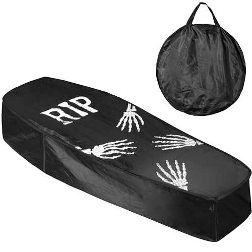Helloween Pop Up Black Coffin, 5ft/60 inch Scary Fake Coffin