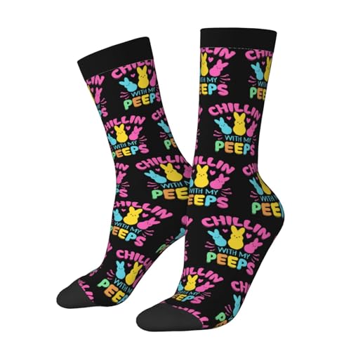 Chillin With My Peeps Socks For Men Women Gift Sport Crew Socks Funny Wicking Socks