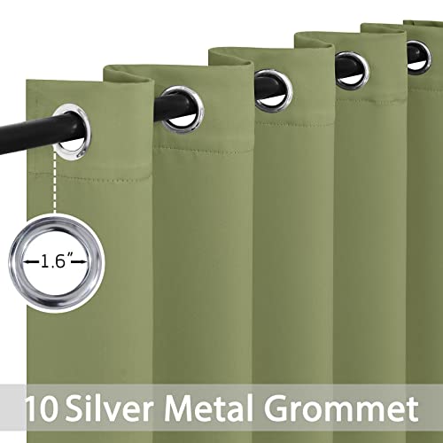Yakamok 84 Inch Length Blackout Curtains for Bedroom, Light Blocking Drapes Room Darkening Thermal Insulated Solid Grommet Panels for Living Room, (70Wx84L, Sage Green, 2 Panels)