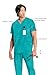 Cherokee Infinity Mens V-Neck Scrub Top Modern Fit, 3 Pockets, Rib-Knit Back Panels, Moisture-Wicking 360° Stretch - CK900A, M, Teal Blue