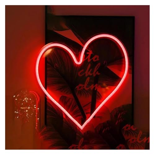 Enseigne lumineuse au néon LED rouge en forme de coeur pour décoration murale
