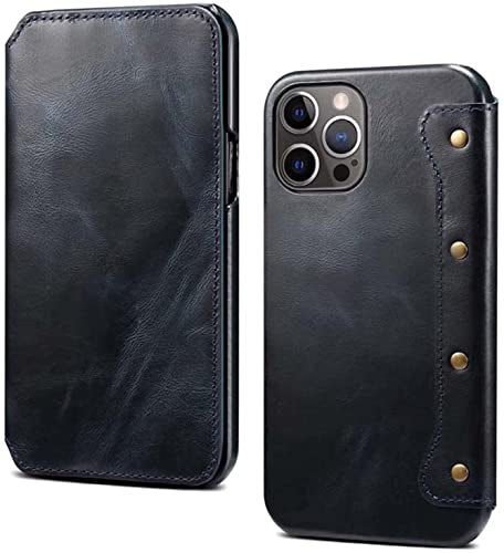 Étui portefeuille iPhone 13 Pro bleu antichoc avec fentes porte-cartes