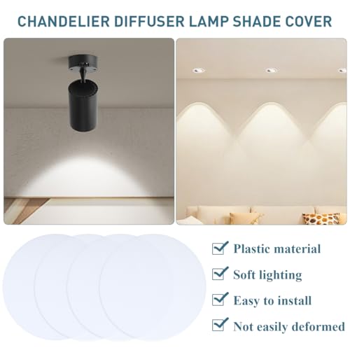 Image of Ceiling Light Diffuser Cover 5.78 Inch Round Frosted White Lampshade Anti Glare Spotlight Downlight Shield Replacement for Chandelier Drum Lamp Pendant Lighting Accessories, 4PCS