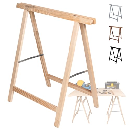 MODO24 Holzbock Klappbock Arbeitsbock Tapezierbock Sägebock Montagebock Unterstellbock SDKM, 73x73x44 cm, Natur unbehandelt