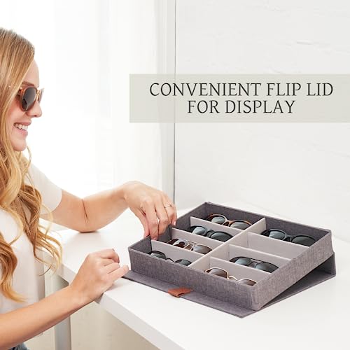 ZICOTO Beautiful Sunglass Storage Organizer For 8 Pairs - Stylish Case/Holder Displays Your Glasses And Protects From Dust