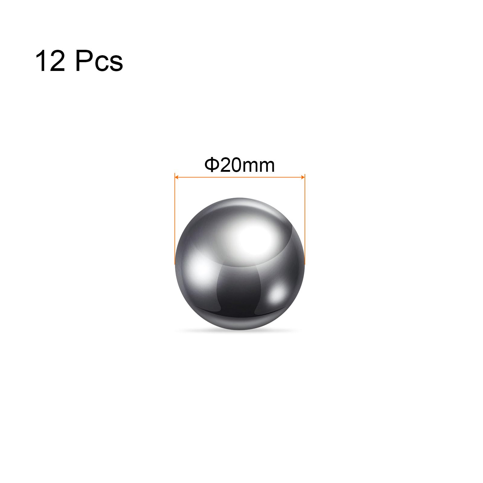 sourcing map 12pcs Précision Billes 20mm Diamètre G1000 201 Inox Acier pour Roulements