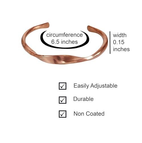 Image of Touchstone Copper Bracelet Tibetan Style. Hand Forged with Solid and high Gauge Pure Copper.