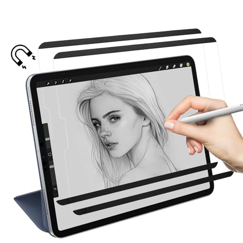Hoktods 2 Pack Magnetic Paper Screen Protector for iPad Pro 12.9 Inch, Pencil-feel, Like-paper, Washable, Anti-Glare, Removable Paper-Film for Drawing