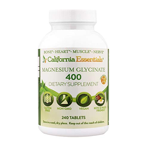 Magnesium Glycinate 400 - Chelated, High Absorption Vitamin Supplement â€“ Promotes Calm Muscle Relief, Bone & Heart Support - 240 Vegan Pills (120 Servings)