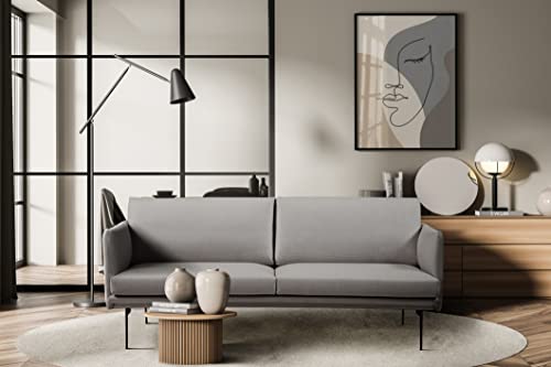Sofa Berlin 3 Sitzer Grau 180cm breit - Überelegantes Wohnzimmer Couch mit Carbonstahlfüßen, starker Struktur mit Feuchtigkeitskontrolle u. festen Kissen - Modernes Designsofa Dreisitzer Polstersofa Cover