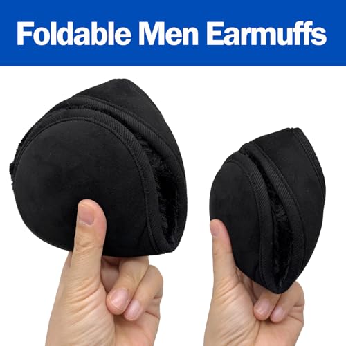 men earmuffs for winter big cover foldable earmuff outdoor warm women adjustable ear muffs black