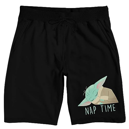 Bioworld The Mandalorian Grogu Nap Time Men's Black Sleep Pajama Shorts