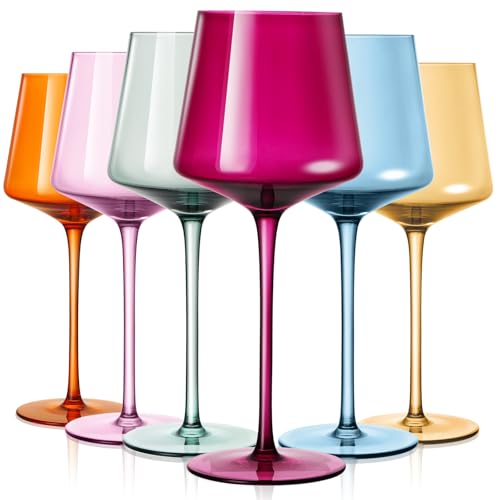 La mejor selección de Copas de ponche los 10 mejores. 50 LUXULISH Juego de 6 copas de vino de colores, 532 ml, vidrio de cristal soplado a mano, tallo largo, copas de vino blanco y tinto de alta calidad, gran juego de regalo para esposa...