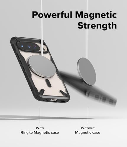 Image of Ringke Fusion-X Compatible with iPhone Series Case Back Cover Transparent Hard Back Soft Flexible TPU Bumper Scratch Resistant Shockproof Protection (Magnetic Black, Pixel 10 /10 Pro)