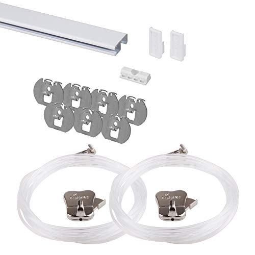 Image of STAS Art Hanging System for Drywall - drywallXpress White 150 cm - Complete kit, incl. 2 Cords 150cm with 2 Hooks
