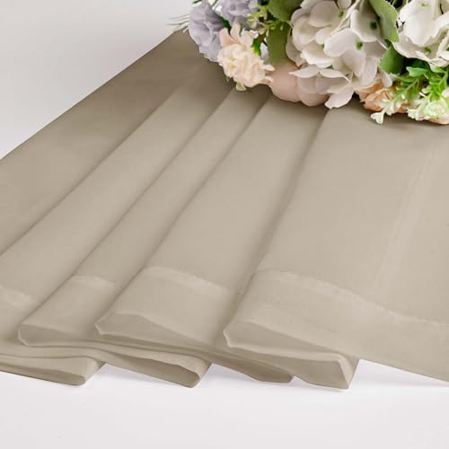Image of Chyhomenyc Taupe Sheer Curtains 120 Inches Long - Light Filtering Voile Extra Long Panel Drapes for Floor to Ceiling Window, Elegant Soft Living Room Curtains, Each 42Wx120L Inch, 10FT, 2 Panels
