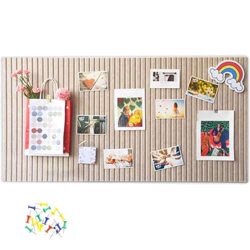 LYPPUL 60x40cm Tablero de Corcho Grande, Corcho Pared Autoadhesivo 0,9 cm de Grosor, Tablero Decorativo de Fieltro con 35 Alfileres para Fotos, tableros de Notas, Anuncios, Decoración（Camello Oscuro）