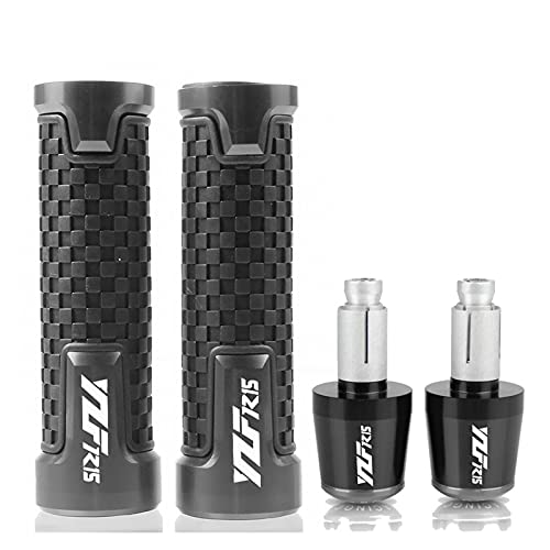 Poignées Moto 22MM pour Yamaha YZF R1 R15 Réduire Vibration Guidon avec Bouchons Gris