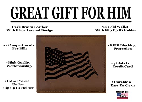 Rogue River Tactical USA American Waving Flag Men's Leather Bifold Wallet RFID Gift For Him Dad Father United States Billfold Patriotic2