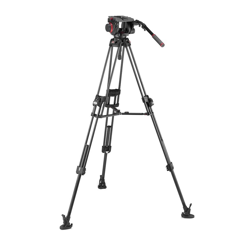 Manfrotto Rotule Vidéo Fluide 509-Trépied Ultraléger Rapide Flexible 645 Double Tube Carbone- Kit Professionnel Appareil Photo Reflex, Appareil Numérique, Vlogging-Charge ADM.13 kg