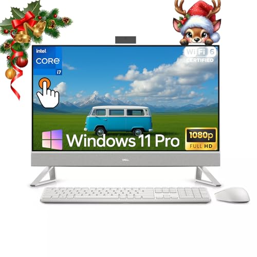 Image of Dell 27 All-in-One Desktop Computer PC - 32GB RAM, 1TB SSD, 27 inch FHD IPS Touchscreen, Intel 7-150U CPU (up to 5.4GHz), GeForce MX570A, Wireless KB & Mouse, Wi-Fi 6E, Bluetooth, Win 11 Pro