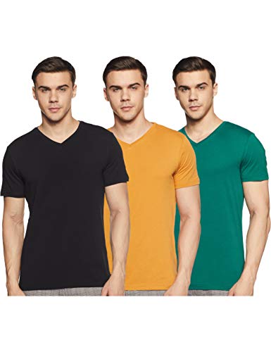 Image of Amazon Brand - Symbol Men's Solid Cotton T Shirt | Plain | V Neck | Half Sleeve-Regular Fit | Combo Pack of 3 (Available in Plus Sizes)