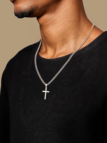 Image of SWEETV 18K Gold Cross Necklace for Men, 925 Sterling Silver Cross Pendant