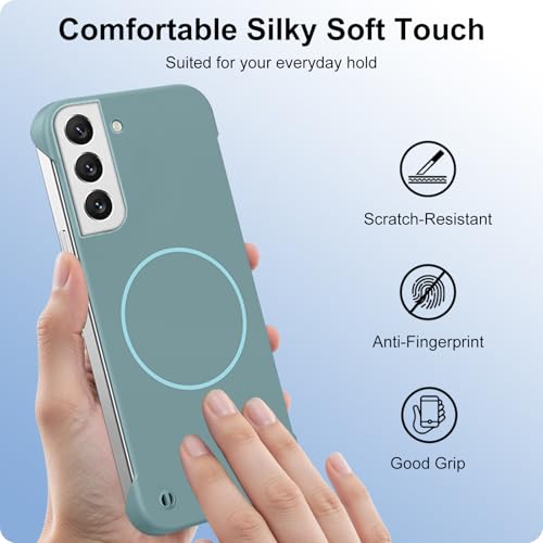 Coque MagSafe Samsung S22 Plus bleu toucher sans cadre chic