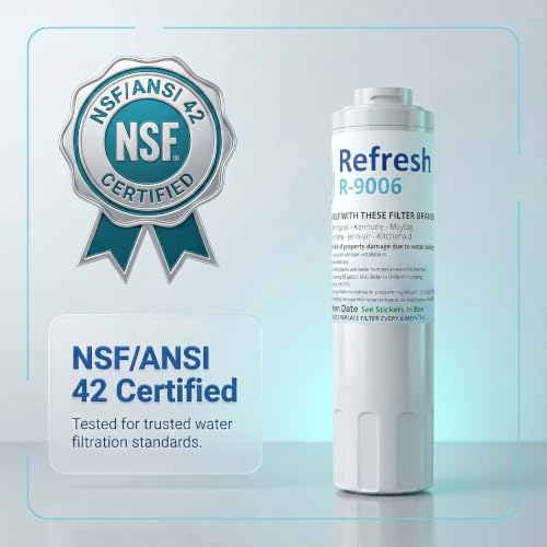 Image of Refresh R-9006 Refrigerator Water Filter Replacement for UFK8001, WF295, WSM-2, Compatible with Whirlpool, Maytag, Jenn-Air & KitchenAid, NSF /ANSI 42 Tested, BPA-Free Water Filter (1 Pack, Standard)