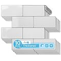 Art3d 10-Pack Heavy-Duty Peel and Stick Backsplash, 12.6 x 10.6 Inch Stick on Wall Tiles for Kitchen Bathroom Countertop Decor, Warm White with Gray Grout