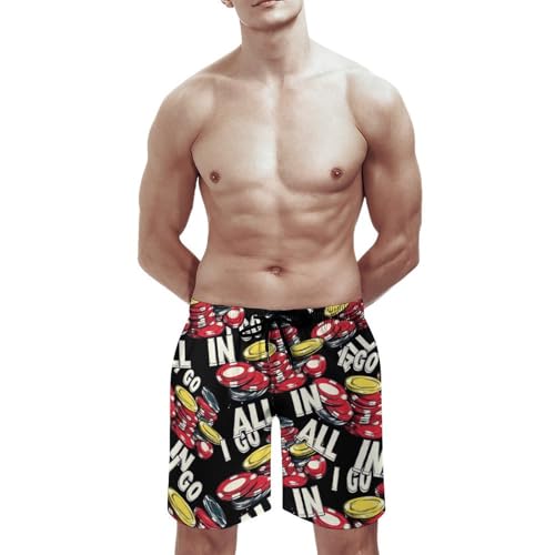 Poker Chips I Go All in Men's Swim Trunks Board Shorts Beachshorts Swimsuits with Pockets Mesh Liner2