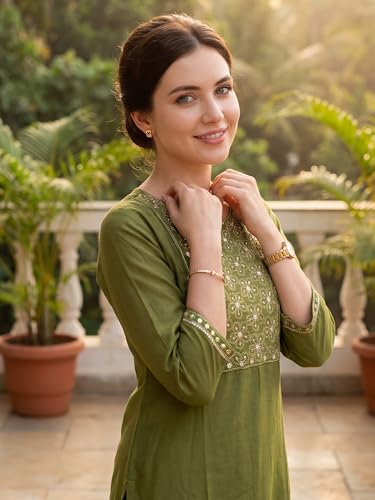 Image of INDO ERA Solid Straight Pure Cotton Kurta with Pant & Dupatta Set for Women