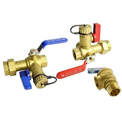 HYDRO MASTER Tankless Water Heater Service Valve Kit with Pressure Relief Valve…