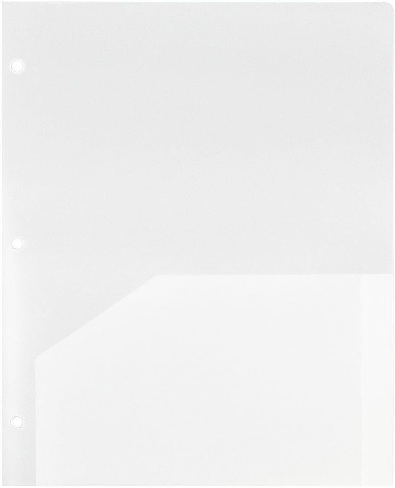 JAM PAPER Heavy Duty Plastic 3 Hole Punch Pocket Folders - Extra Tough School Folders - Clear - Bulk 144/Box