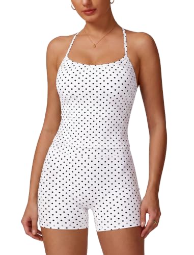 Image of ABOCIW 2 Pieces Workout Sets for Women, Cross Back Tank Top Matching High Waist Biker Shorts, Gym Yoga Pilates Outfits
