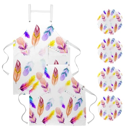 Tablier de serveuse chic bohème multicolore pour le restaurant et bar